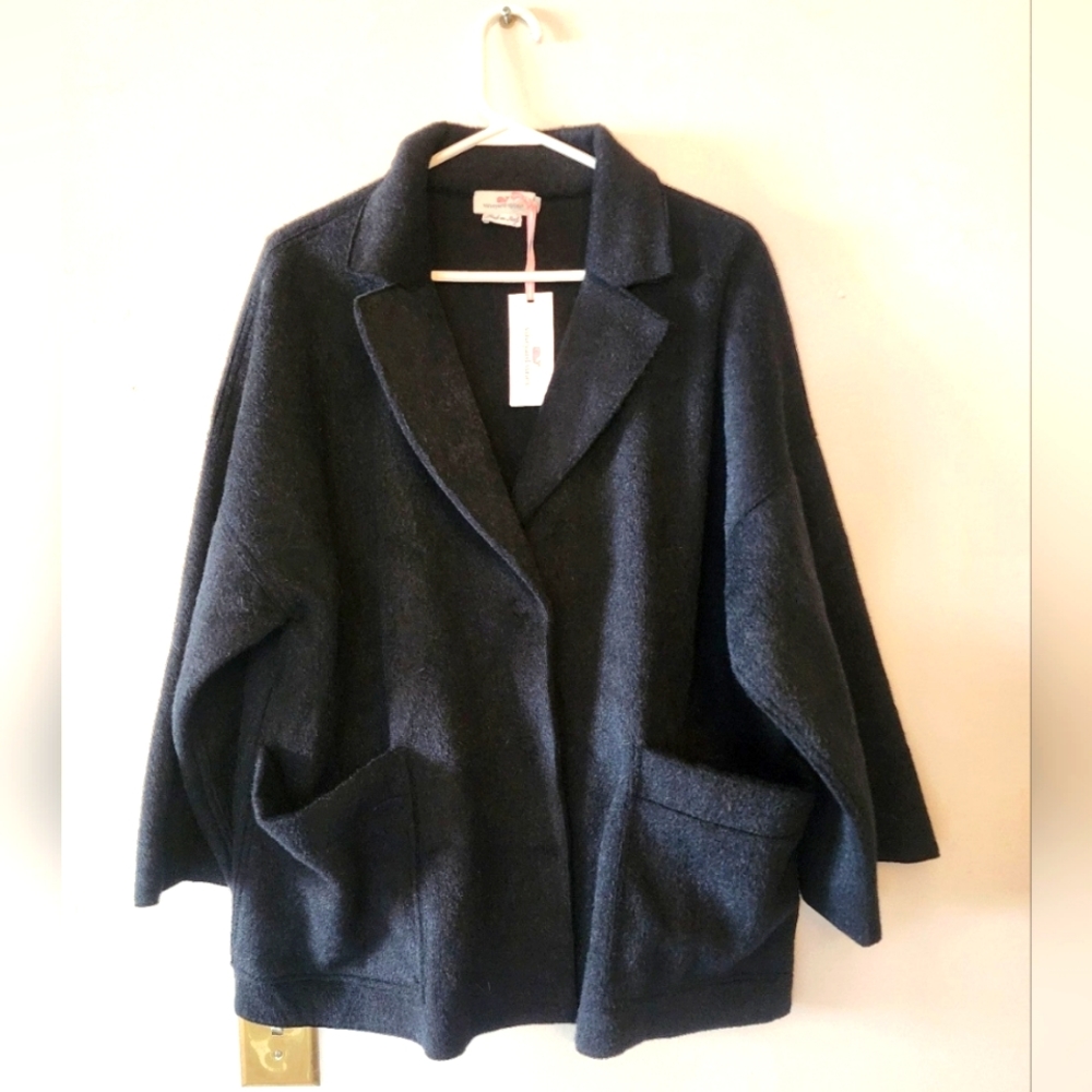 Vineyard Vines Black Italian Cozy Jacket Women’s Size L Retail $228